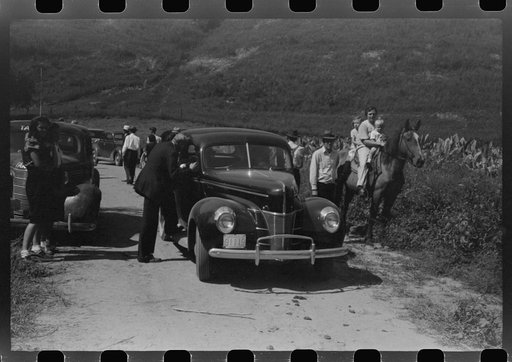 Untitled photo, possibly related to: Relatives and friends of the family of the deceased going home from a memorial meeting in the mountains near Jackson, Kentucky. See general caption no. 1
