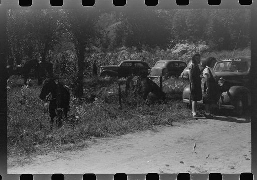 Untitled photo, possibly related to: Relatives and friends of the family of the deceased going home from a memorial meeting in the mountains near Jackson, Kentucky. See general caption no. 1