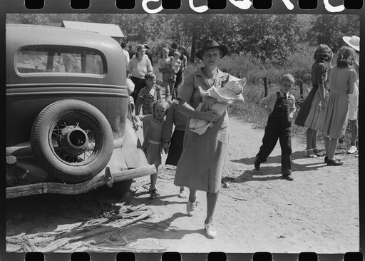 Friends of the deceased going home after a memorial meeting. Up Frozen Creek, near Jackson, Breathitt County, Kentucky. See general caption no. 1