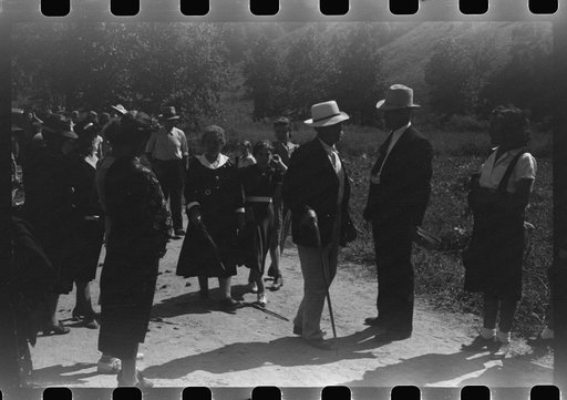 Untitled photo, possibly related to: Friends of the deceased going home after a memorial meeting. Up Frozen Creek, near Jackson, Breathitt County, Kentucky. See general caption no. 1