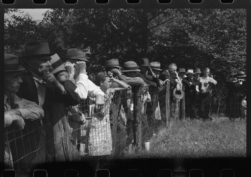 Untitled photo, possibly related to: Friends of the deceased's family, at an annual memorial meeting in the family cemetery. In the mountains near Jackson, Kentucky. See general caption no. 1