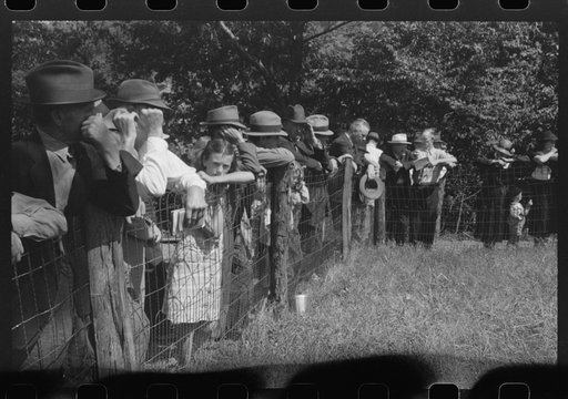 Untitled photo, possibly related to: Friends of the deceased's family, at an annual memorial meeting in the family cemetery. In the mountains near Jackson, Kentucky. See general caption no. 1