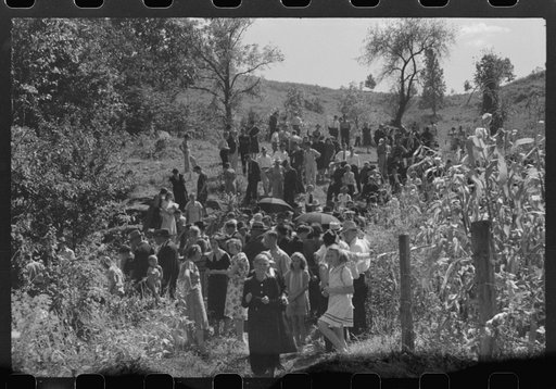 Untitled photo, possibly related to: Relatives and friends of the family of the deceased going home from a memorial meeting in the mountains near Jackson, Kentucky. See general caption no. 1