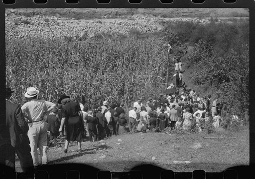 Untitled photo, possibly related to: Relatives and friends of the family of the deceased going home from a memorial meeting in the mountains near Jackson, Kentucky. See general caption no. 1