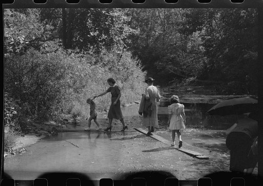 Untitled photo, possibly related to: Mountain people leaving the Primitive Baptist Church in Morehead, Kentucky, and going down to the creek for a baptizing