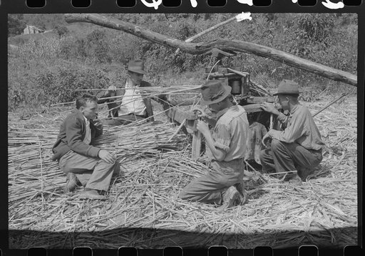Untitled photo, possibly related to: Ginning the sorghum cane to make syrup. At a mountaineer's home on the road between Jackson and Campton, Kentucky