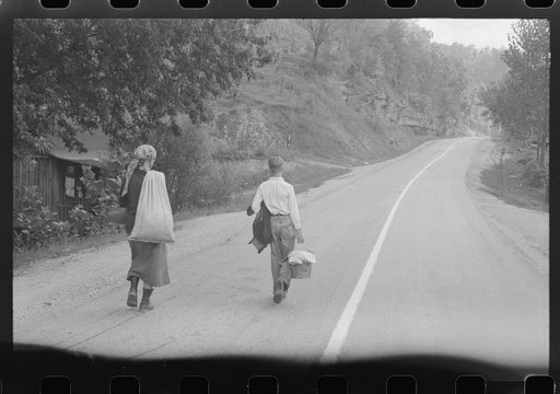 Untitled photo, possibly related to: Mountain children going home along highway near Jackson, Breathitt County, Kentucky