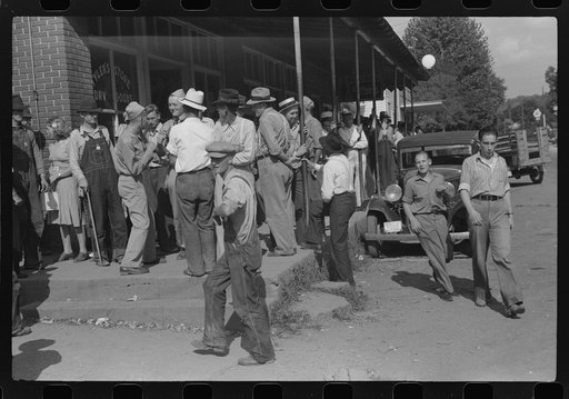 Untitled photo, possibly related to: Farmers and townspeople in center of town on court day, Campton, Kentucky