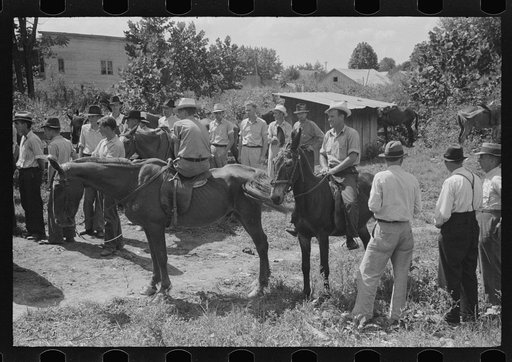 Farmers trading mules and horses on "Jockey Street" in Campton, Kentucky