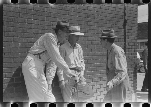 Untitled photo, possibly related to: Mountain people exchanging news and greetings on the street corner in center of town on Saurday afternoon and court day. Campton, Wolfe County, Kentucky