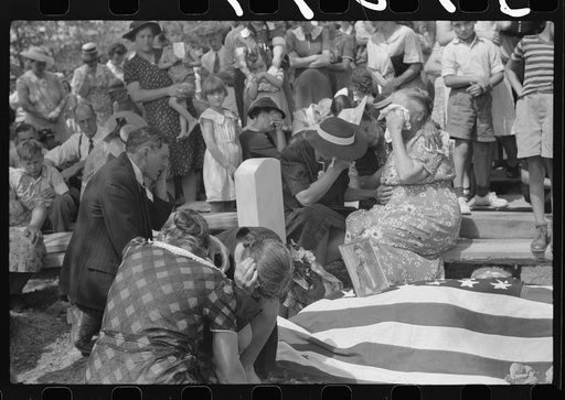 Untitled photo, possibly related to: Mother and widow and relatives weeping at the grave of deceased at memorial meeting near Jackson, Kentucky, Breathitt County. See general caption no. 1