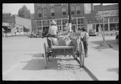 Untitled photo, possibly related to: Wagon in center of town on Saturday. Jackson, Breathitt County, Kentucky