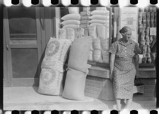 Waiting in front of the grocery store on Saturday. Jackson, Breathitt County, Kentucky