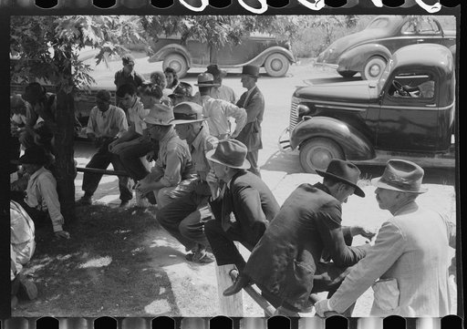 Untitled photo, possibly related to: Farmers hanging around courthouse on court day during lunch hour. Campton, Kentucky
