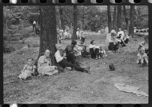 Untitled photo, possibly related to: Friends of the deceased's family at an annual memorial meeting in the family cemetery. In the mountains near Jackson, Breathitt County, Kentucky. See general caption no. 1