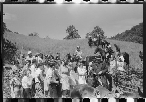 Untitled photo, possibly related to: Relatives and friends of the family of the deceased going home from a memeorial meeting in the mountains near Jackson, Kentucky. See general caption no. 1