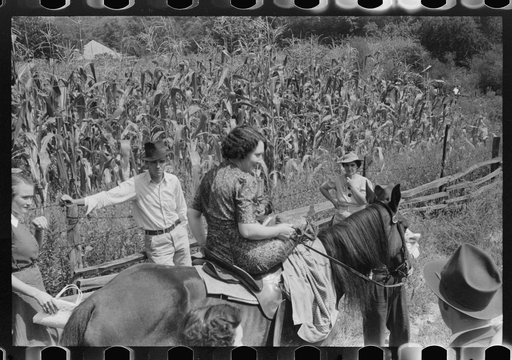 Untitled photo, possibly related to: Relatives and friends of the family of the deceased going home from a memeorial meeting in the mountains near Jackson, Kentucky. See general caption no. 1