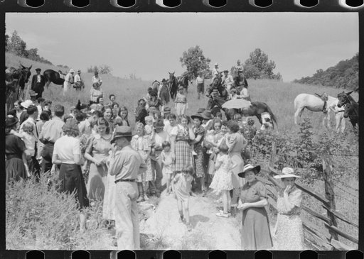 Untitled photo, possibly related to: Relatives and friends of the family of the deceased going home from a memeorial meeting in the mountains near Jackson, Kentucky. See general caption no. 1
