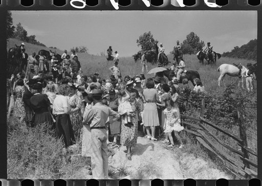 Untitled photo, possibly related to: Relatives and friends of the family of the deceased going home from a memeorial meeting in the mountains near Jackson, Kentucky. See general caption no. 1