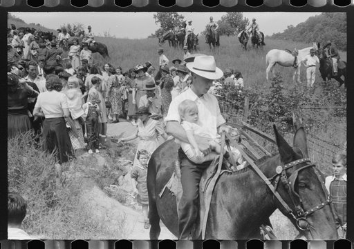 Untitled photo, possibly related to: Relatives and friends of the family of the deceased going home from a memeorial meeting in the mountains near Jackson, Kentucky. See general caption no. 1