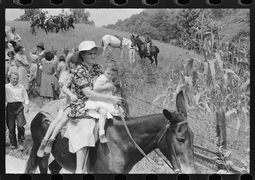 Untitled photo, possibly related to: Relatives and friends of the family of the deceased going home from a memeorial meeting in the mountains near Jackson, Kentucky. See general caption no. 1