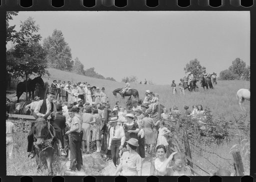 Untitled photo, possibly related to: Relatives and friends of the family of the deceased going home from a memeorial meeting in the mountains near Jackson, Kentucky. See general caption no. 1