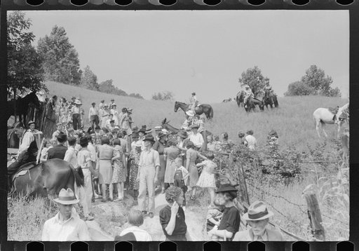 Untitled photo, possibly related to: Relatives and friends of the family of the deceased going home from a memeorial meeting in the mountains near Jackson, Kentucky. See general caption no. 1