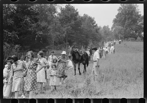 Untitled photo, possibly related to: Relatives and friends of the family of the deceased going home from a memeorial meeting in the mountains near Jackson, Kentucky. See general caption no. 1