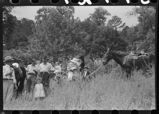 Untitled photo, possibly related to: Relatives and friends of the family of the deceased going home from a memeorial meeting in the mountains near Jackson, Kentucky. See general caption no. 1