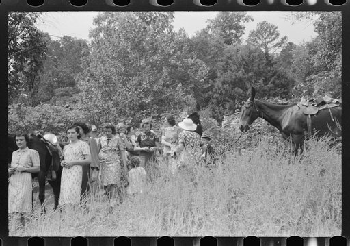 Untitled photo, possibly related to: Relatives and friends of the family of the deceased going home from a memeorial meeting in the mountains near Jackson, Kentucky. See general caption no. 1