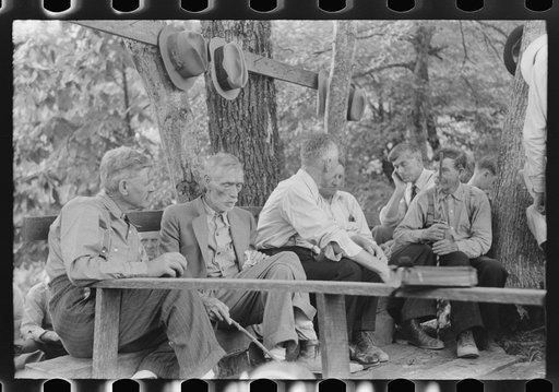 Some of the preachers at a memorial meeting waiting for their turn to talk. Near Jackson, Breathitt County, Kentucky. See general caption no. 1