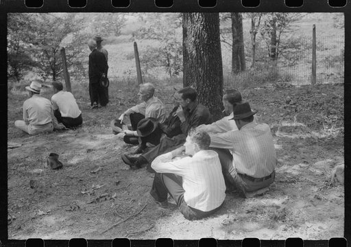 Untitled photo, possibly related to: Friends of the deceased's family, at an annual memorial meeting in the family cemetery. In the mountains near Jackson, Kentucky. See general caption no. 1