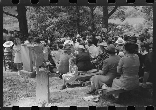 Untitled photo, possibly related to: Friends of the deceased's family, at an annual memorial meeting in the family cemetery. In the mountains near Jackson, Kentucky. See general caption no. 1