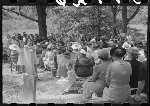 Untitled photo, possibly related to: Friends of the deceased's family, at an annual memorial meeting in the family cemetery. In the mountains near Jackson, Kentucky. See general caption no. 1