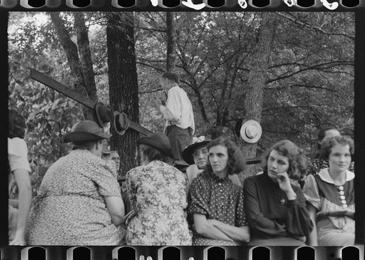 Untitled photo, possibly related to: Friends of the deceased's family, at an annual memorial meeting in the family cemetery. In the mountains near Jackson, Kentucky. See general caption no. 1