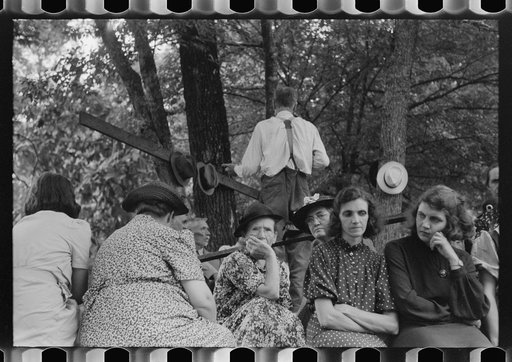 Untitled photo, possibly related to: Friends of the deceased's family, at an annual memorial meeting in the family cemetery. In the mountains near Jackson, Kentucky. See general caption no. 1