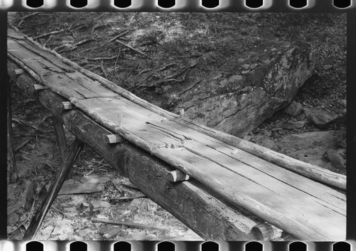 Detail of bridge over creek made by mountaineer near Jackson, Kentucky