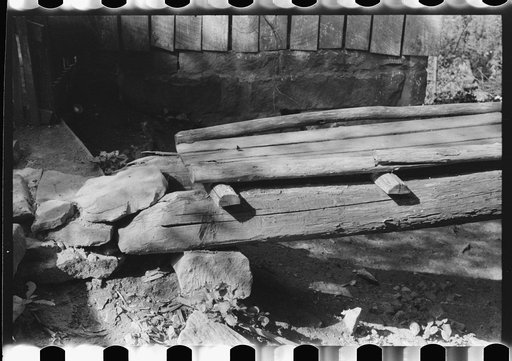 Untitled photo, possibly related to: Detail of bridge over creek made by mountaineer near Jackson, Kentucky