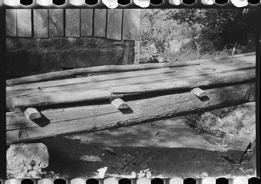 Detail of bridge over creek made by mountaineer near Jackson, Kentucky