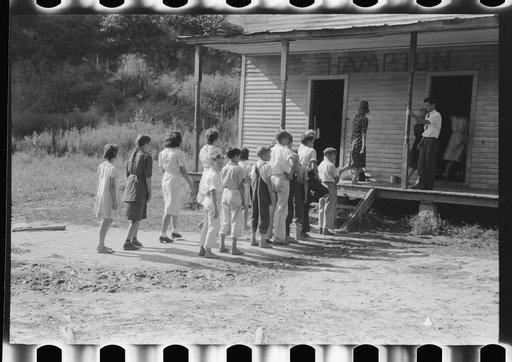 Untitled photo, possibly related to: Mountain children on steps of school in Breathitt County, Kentucky