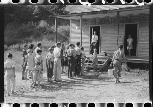 Untitled photo, possibly related to: Mountain children on steps of school in Breathitt County, Kentucky