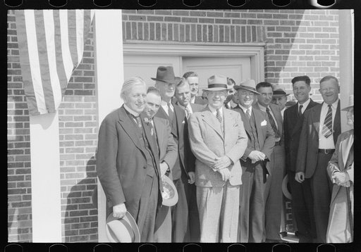 Untitled photo, possibly related to: Governor Hooey with members of Caswell County Communities at the dedication of the new Anderson High School building. Caswell County, North Carolina