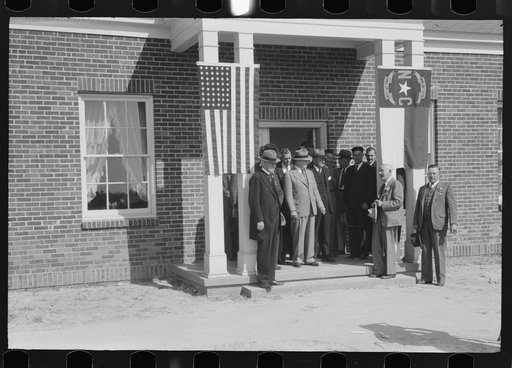 Untitled photo, possibly related to: Governor Hooey with members of Caswell County Communities at the dedication of the new Anderson High School building. Caswell County, North Carolina