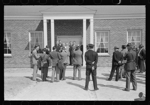 Governor Hooey with members of Caswell County Communities at the dedication of the new Anderson High School building. Caswell County, North Carolina