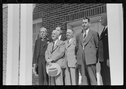 Untitled photo, possibly related to: Governor Hooey with members of Caswell County Communities at the dedication of the new Anderson High School building. Caswell County, North Carolina