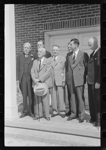 Untitled photo, possibly related to: Governor Hooey with members of Caswell County Communities at the dedication of the new Anderson High School building. Caswell County, North Carolina