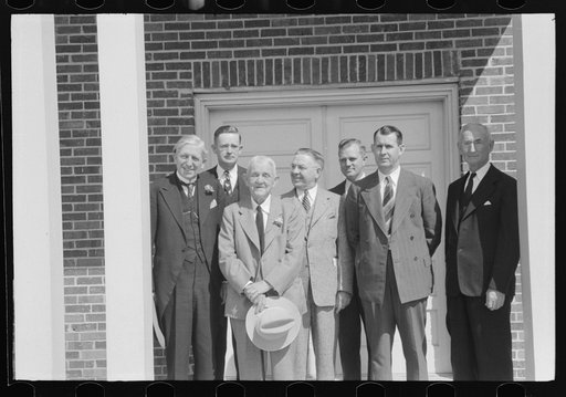 Untitled photo, possibly related to: Governor Hooey with members of Caswell County Communities at the dedication of the new Anderson High School building. Caswell County, North Carolina