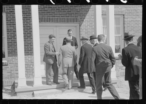 Governor Hooey with members of Caswell County Communities at the dedication of the new Anderson High School building. Caswell County, North Carolina