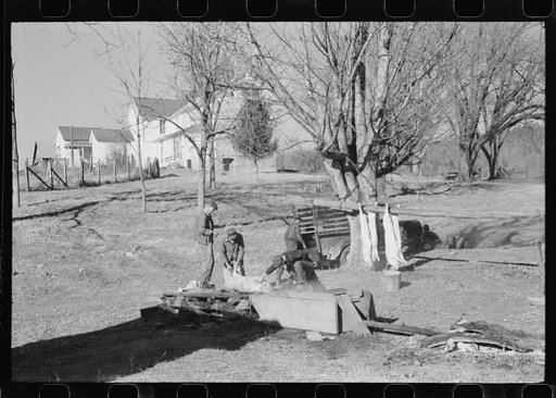 Untitled photo, possibly related to: Hog killing. Near Luray, Virginia