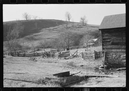 Rail fence and farmhome. Near Luray, Virginia